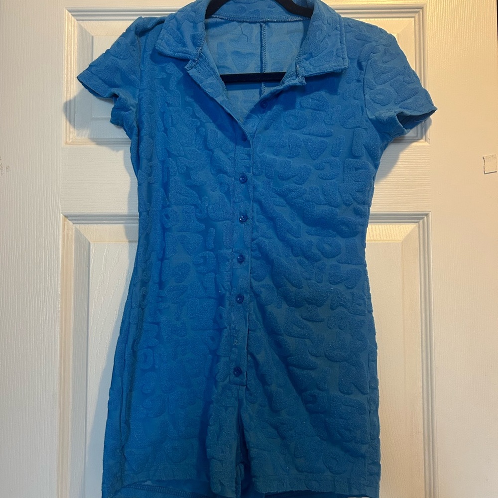 Blue cheetah print  Women's romper